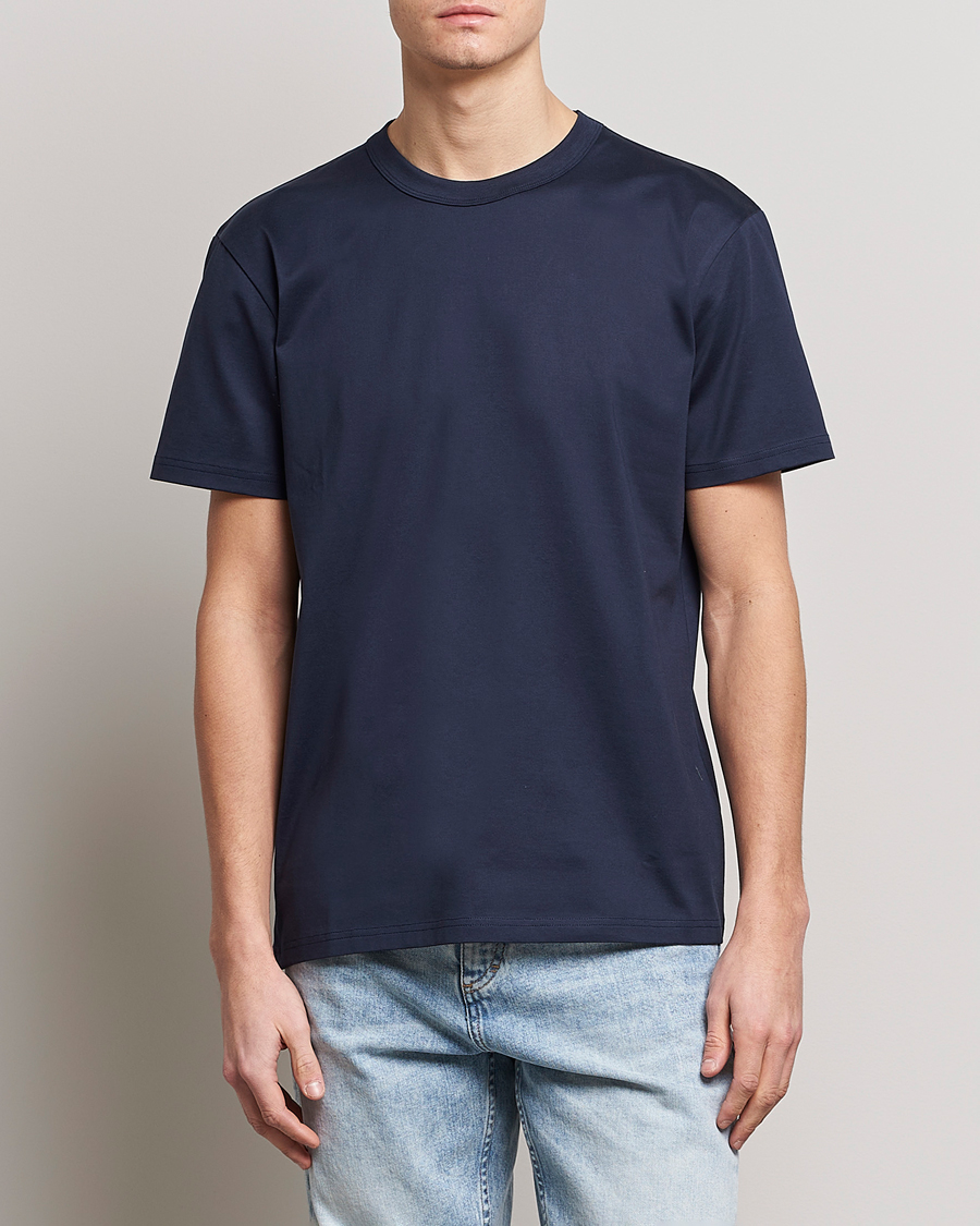 Homme | T-shirts | Bread & Boxers | Pima Cotton Crew Neck T-Shirt Navy Blue