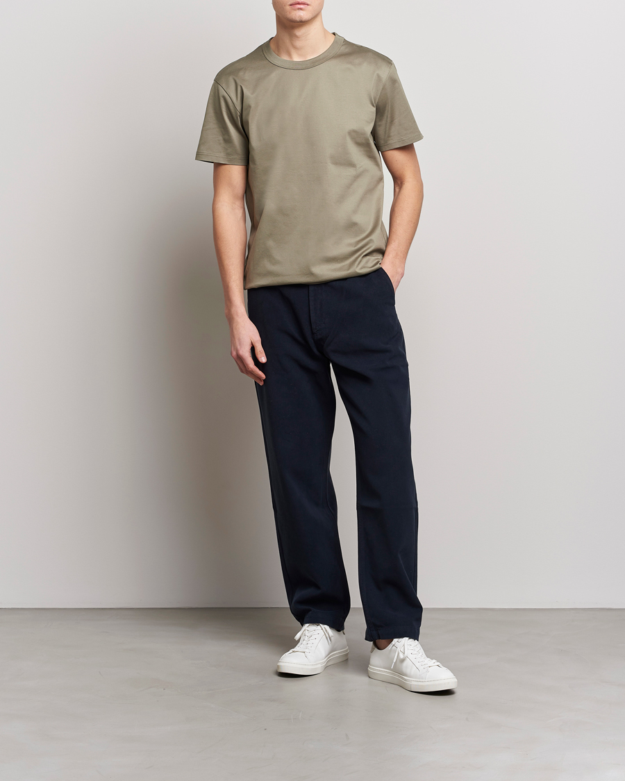 Homme | T-shirts | Bread & Boxers | Heavy Pima Cotton Crew Neck T-Shirt Sage Green