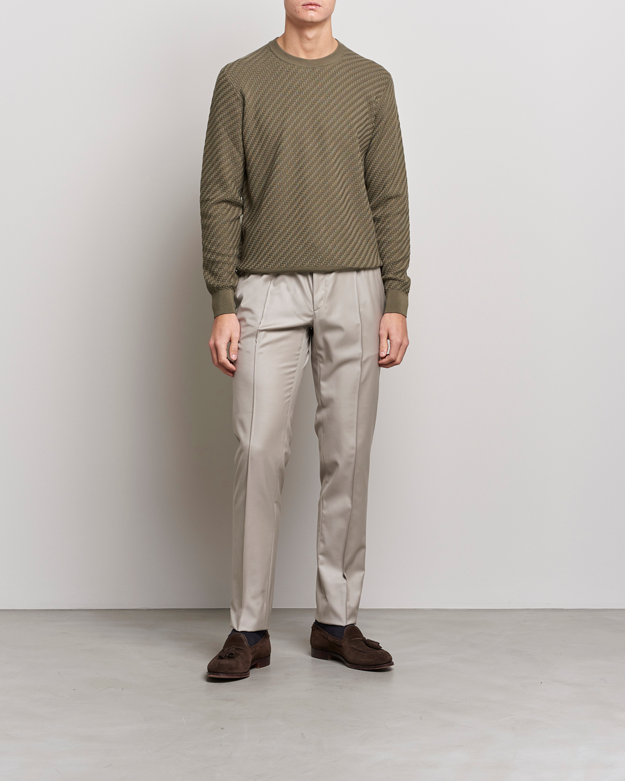 Homme | Pulls Et Tricots | Brioni | Basket Stitch Crew Neck Sweater Olive
