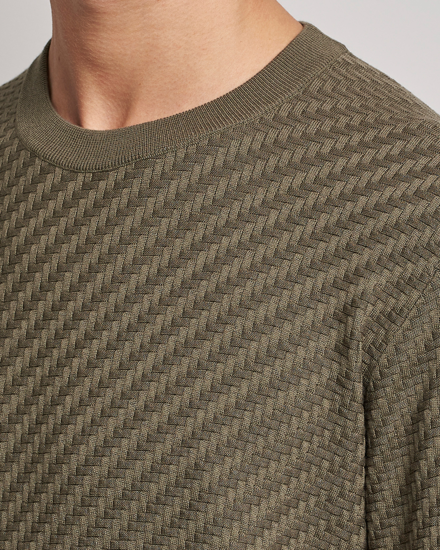 Homme | Pulls Et Tricots | Brioni | Basket Stitch Crew Neck Sweater Olive