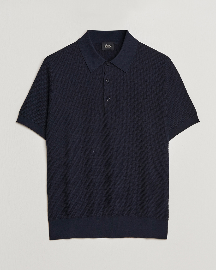 Homme | Pulls Et Tricots | Brioni | Basket Stitch Knitted Polo Navy