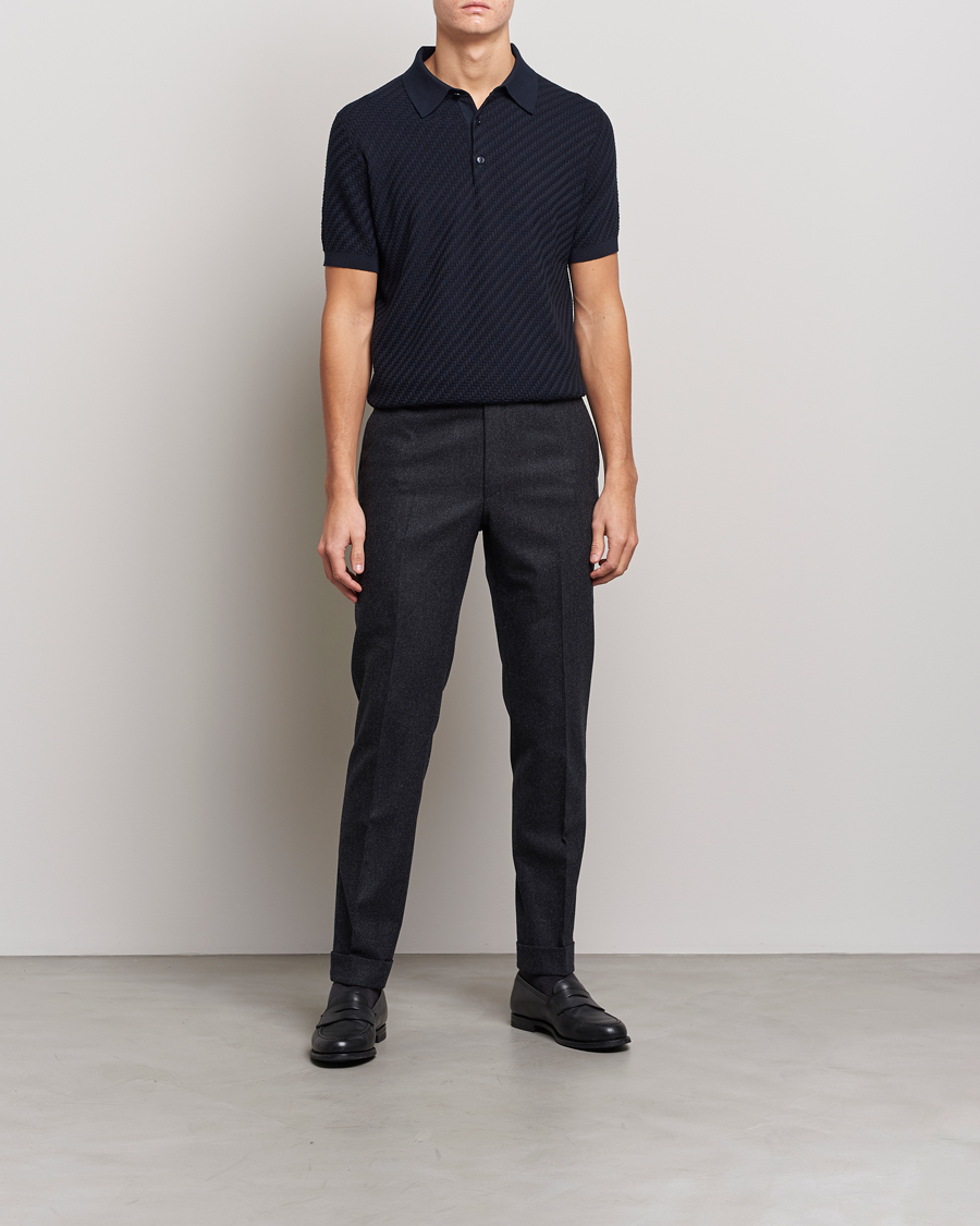 Homme | Pulls Et Tricots | Brioni | Basket Stitch Knitted Polo Navy