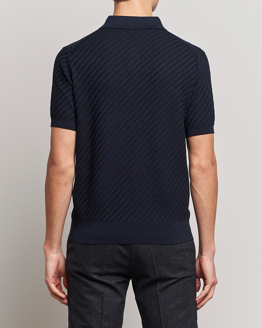 Homme | Pulls Et Tricots | Brioni | Basket Stitch Knitted Polo Navy
