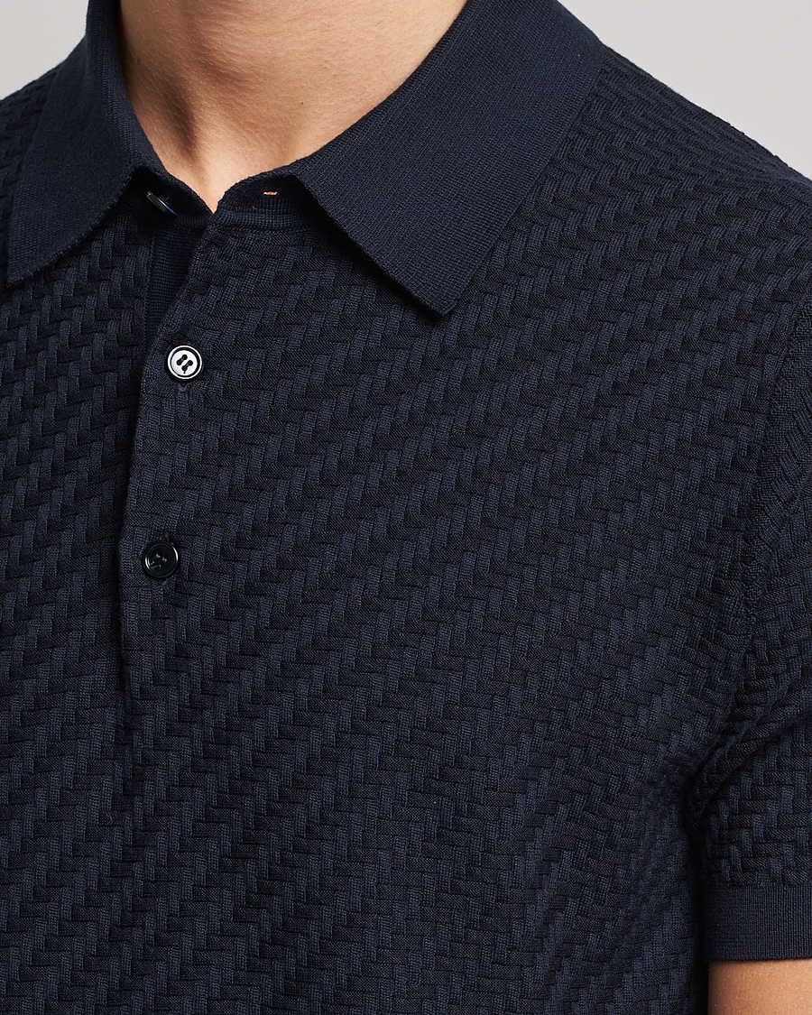 Homme | Pulls Et Tricots | Brioni | Basket Stitch Knitted Polo Navy