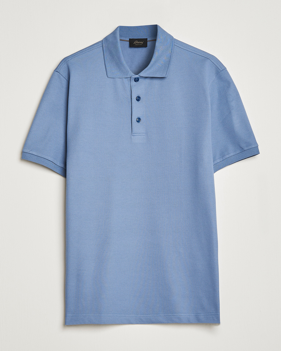 Homme | Polos | Brioni | Mercerized Cotton Piquet Light Blue