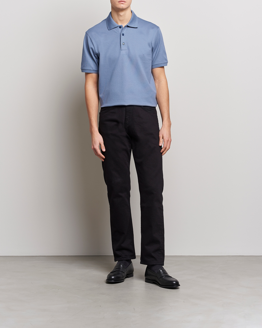 Homme | Polos | Brioni | Mercerized Cotton Piquet Light Blue