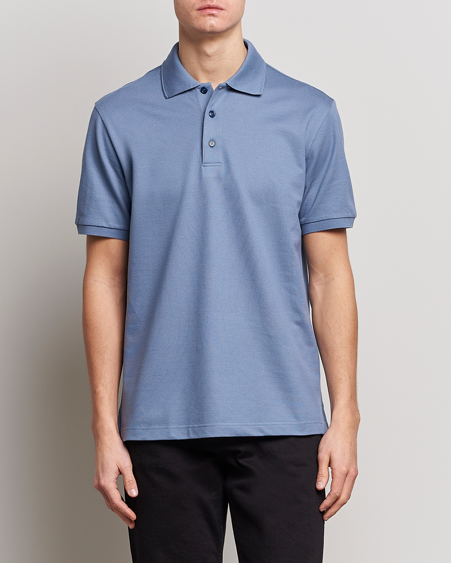 Homme | Polos | Brioni | Mercerized Cotton Piquet Light Blue