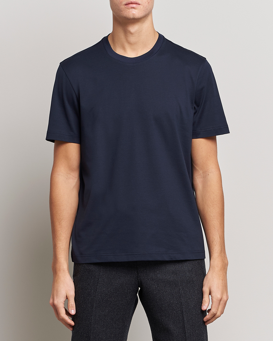 Homme | T-shirts | Brioni | Short Sleeve Cotton T-Shirt Navy