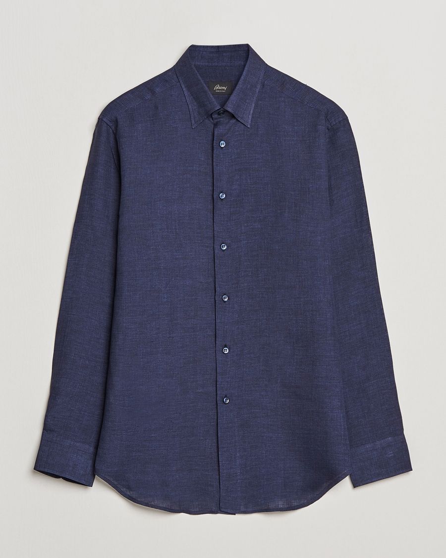 Homme | Chemises | Brioni | Linen Sport Shirt Navy
