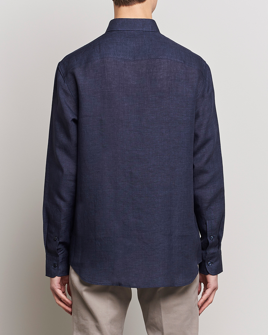 Homme | Chemises | Brioni | Linen Sport Shirt Navy