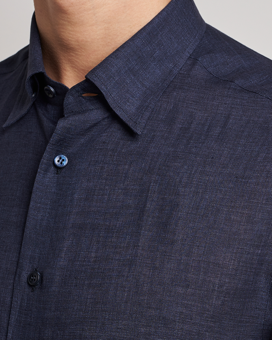 Homme | Chemises | Brioni | Linen Sport Shirt Navy