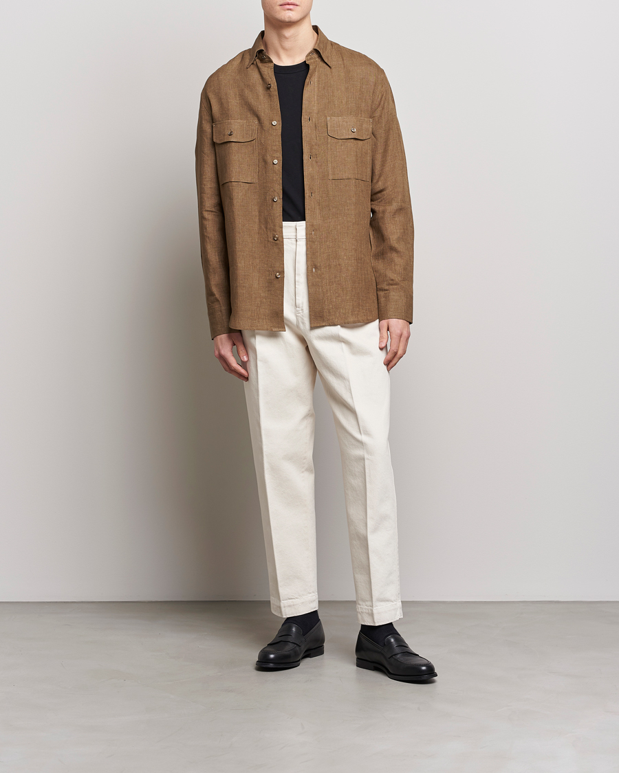 Homme | Chemises | Brioni | Linen Overshirt Military