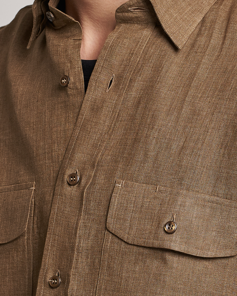 Homme | Chemises | Brioni | Linen Overshirt Military