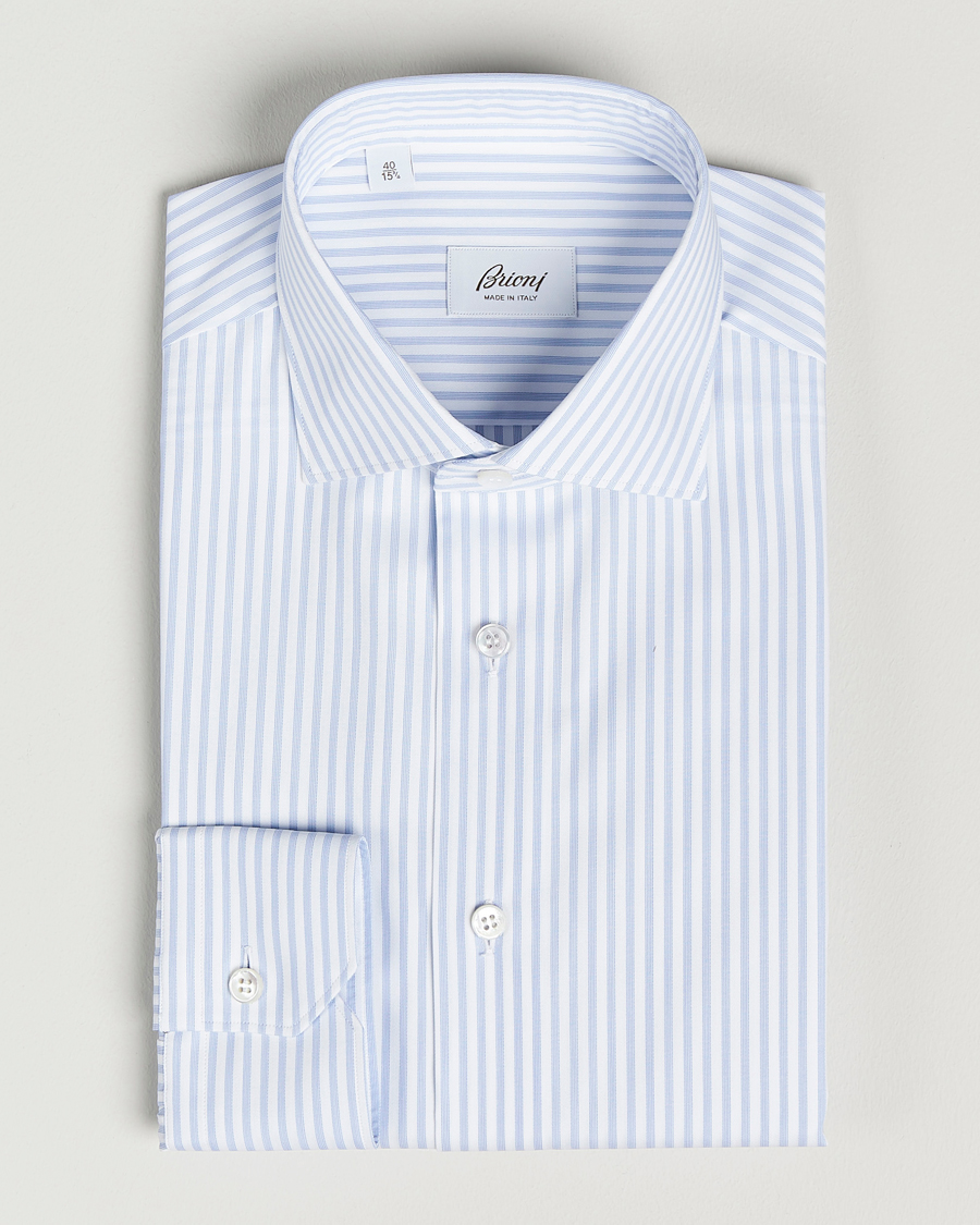 Homme | Chemises | Brioni | Slim Fit Dress Shirt Light Blue Stripe