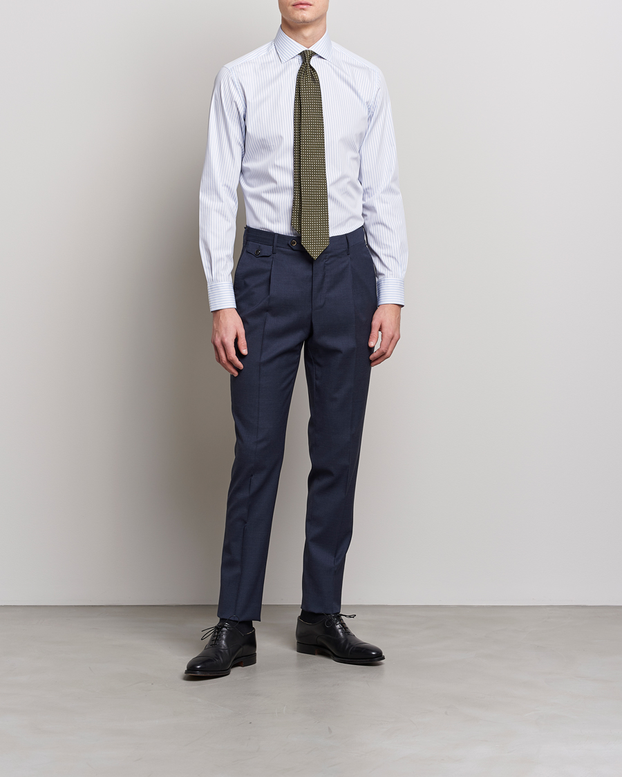 Homme | Chemises | Brioni | Slim Fit Dress Shirt Light Blue Stripe