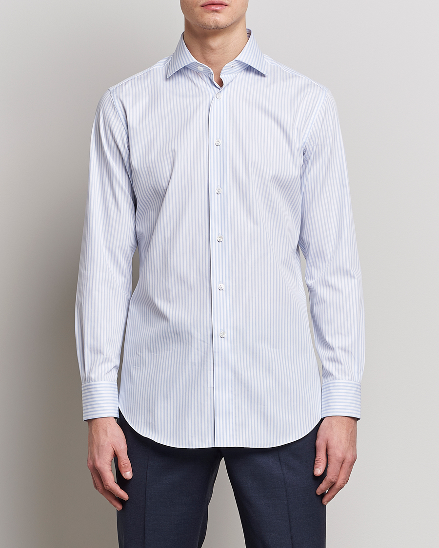 Homme | Chemises | Brioni | Slim Fit Dress Shirt Light Blue Stripe