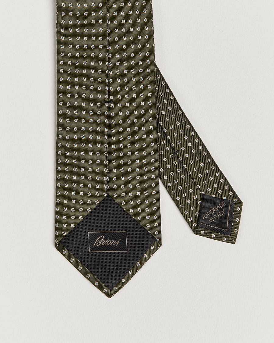 Homme | Brioni Printed Silk Tie Green | Brioni | Printed Silk Tie Green