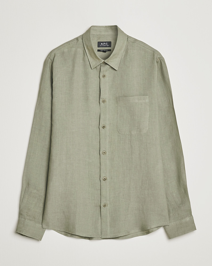 Homme | Chemises | A.P.C. | Cassel Linen Shirt Light Olive