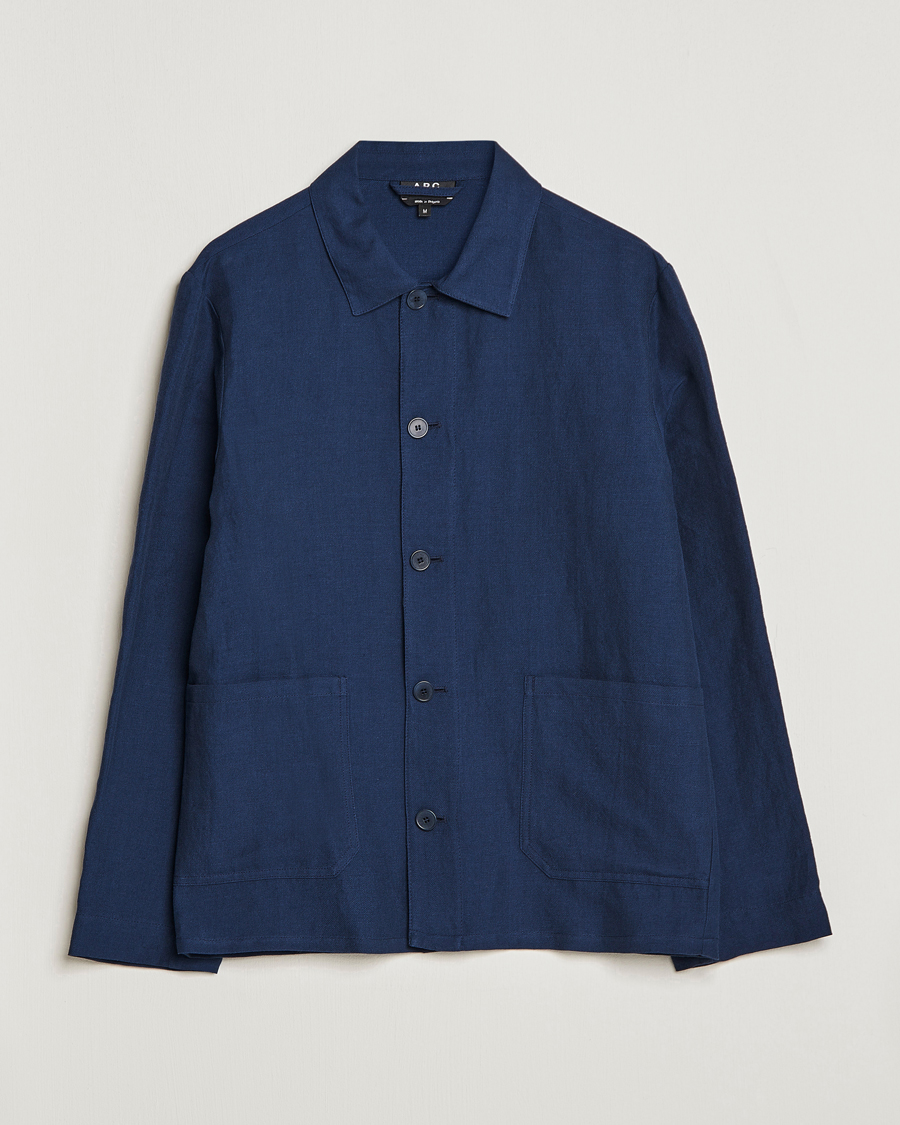 Homme | Manteaux Et Vestes | A.P.C. | Kerlouan Linen Chore Jacket Navy