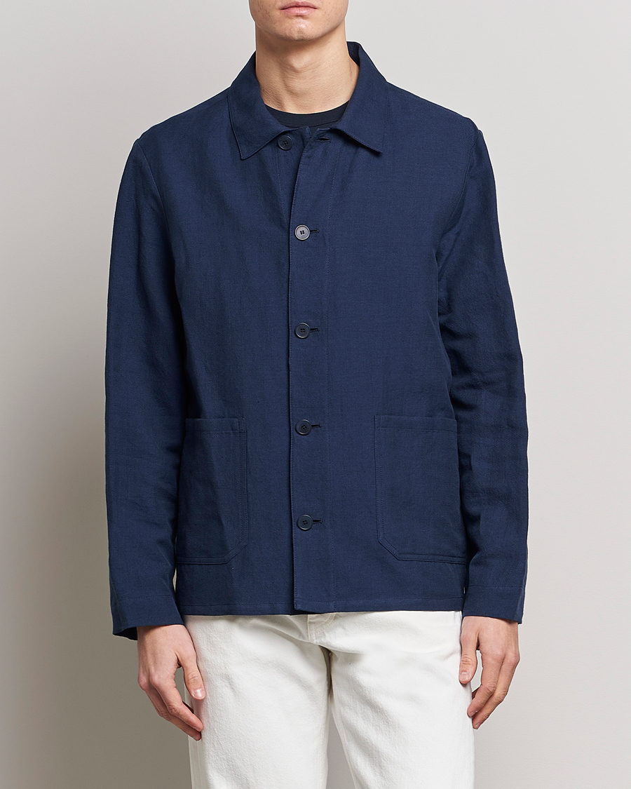 Homme | Manteaux Et Vestes | A.P.C. | Kerlouan Linen Chore Jacket Navy