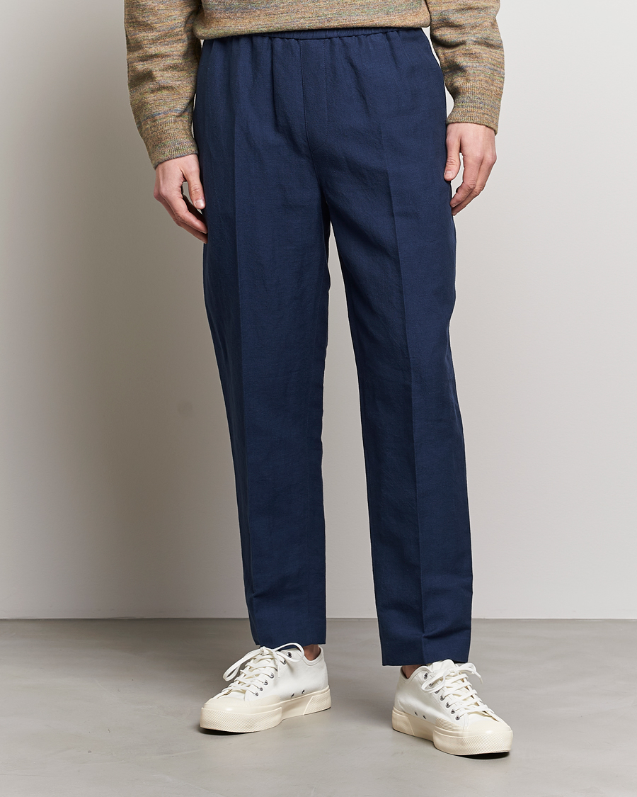 Homme | Pantalons | A.P.C. | Linen Trousers Navy
