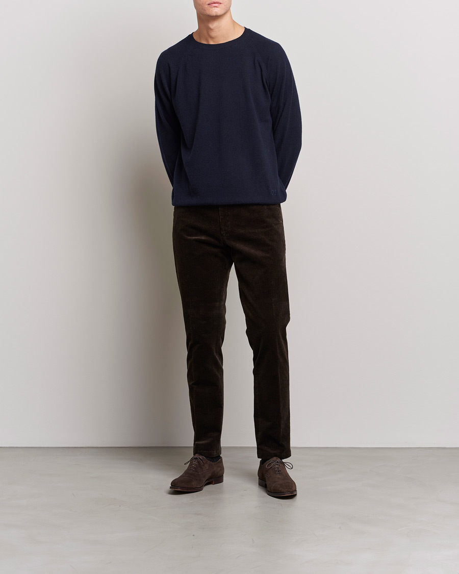 Homme | Pulls Et Tricots | Oscar Jacobson | Gustaf Lambswool Raglan Crew Neck Navy