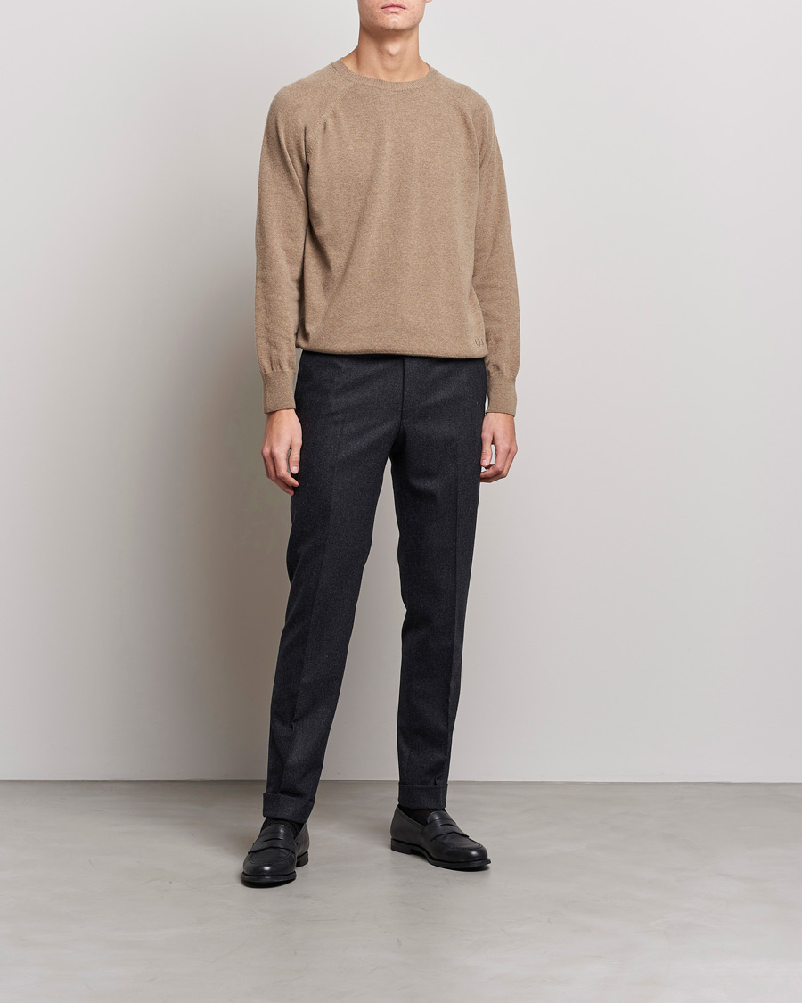 Homme | Pulls Et Tricots | Oscar Jacobson | Gustaf Lambswool Raglan Crew Neck Camel