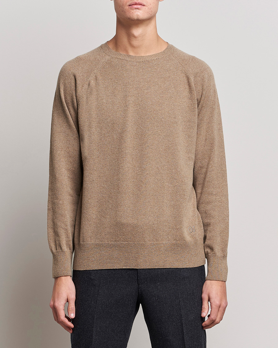 Homme | Pulls Et Tricots | Oscar Jacobson | Gustaf Lambswool Raglan Crew Neck Camel
