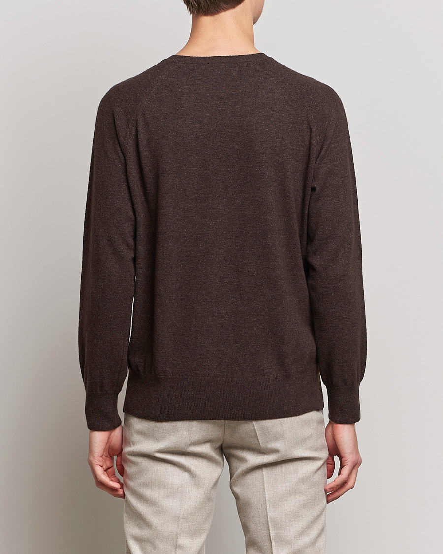 Homme | Pulls Et Tricots | Oscar Jacobson | Gustaf Lambswool Raglan Crew Neck Dark Brown