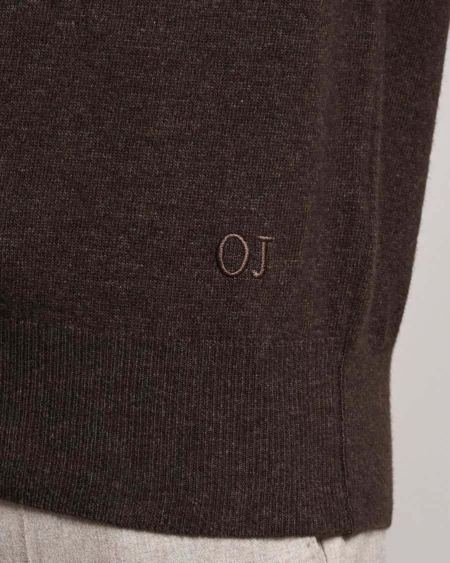 Homme | Pulls Et Tricots | Oscar Jacobson | Gustaf Lambswool Raglan Crew Neck Dark Brown
