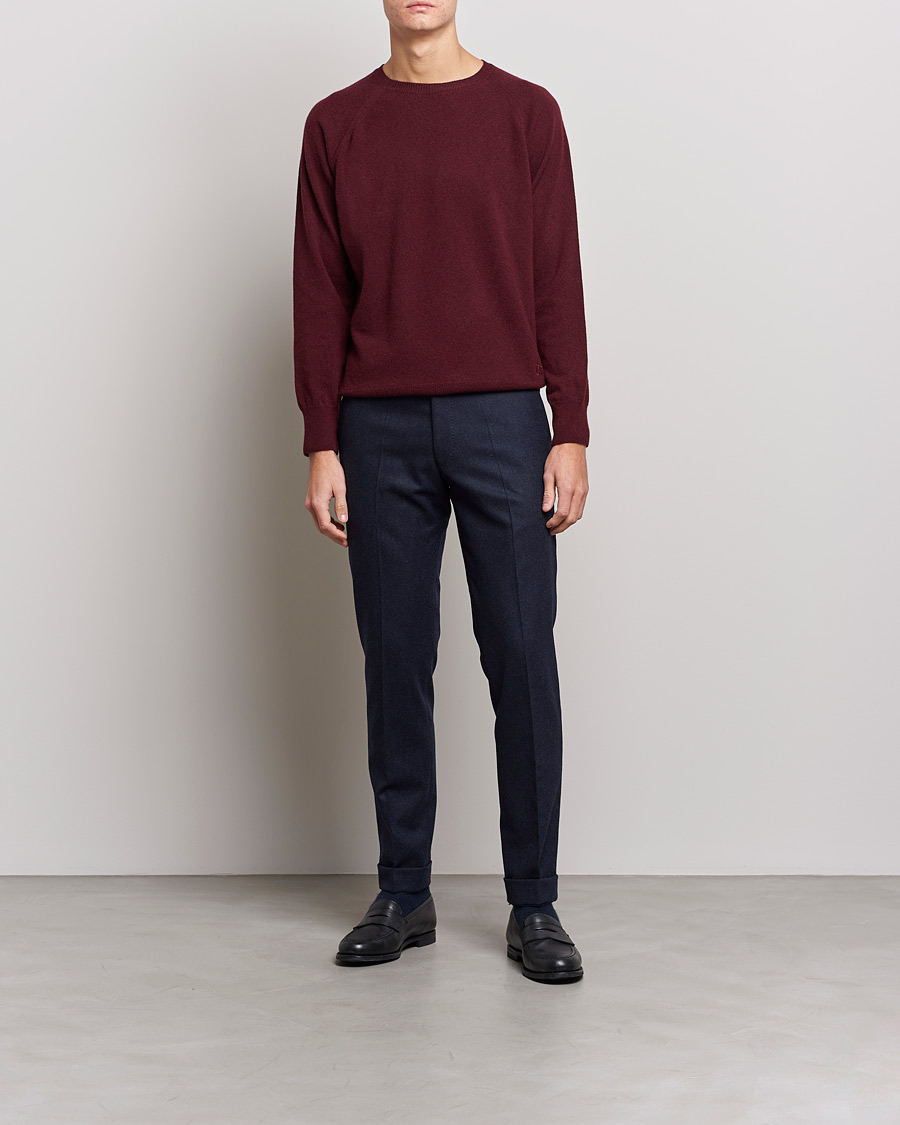 Homme | Pulls Et Tricots | Oscar Jacobson | Gustaf Lambswool Raglan Crew Neck Burgundy