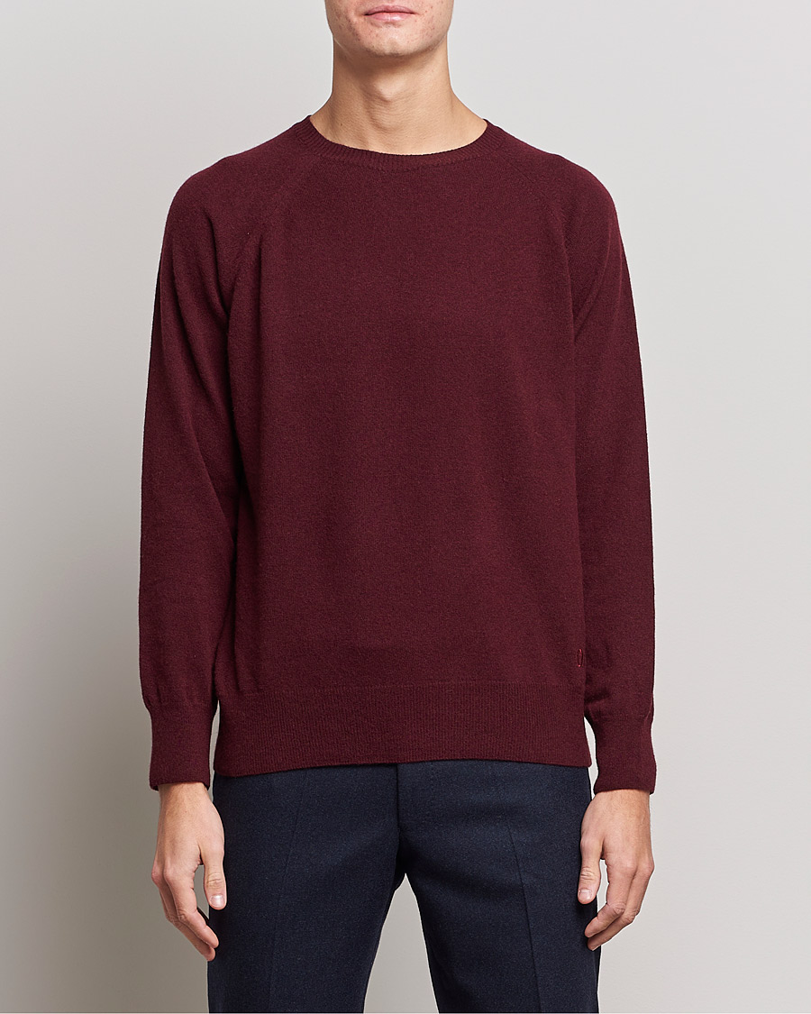 Homme | Pulls Et Tricots | Oscar Jacobson | Gustaf Lambswool Raglan Crew Neck Burgundy