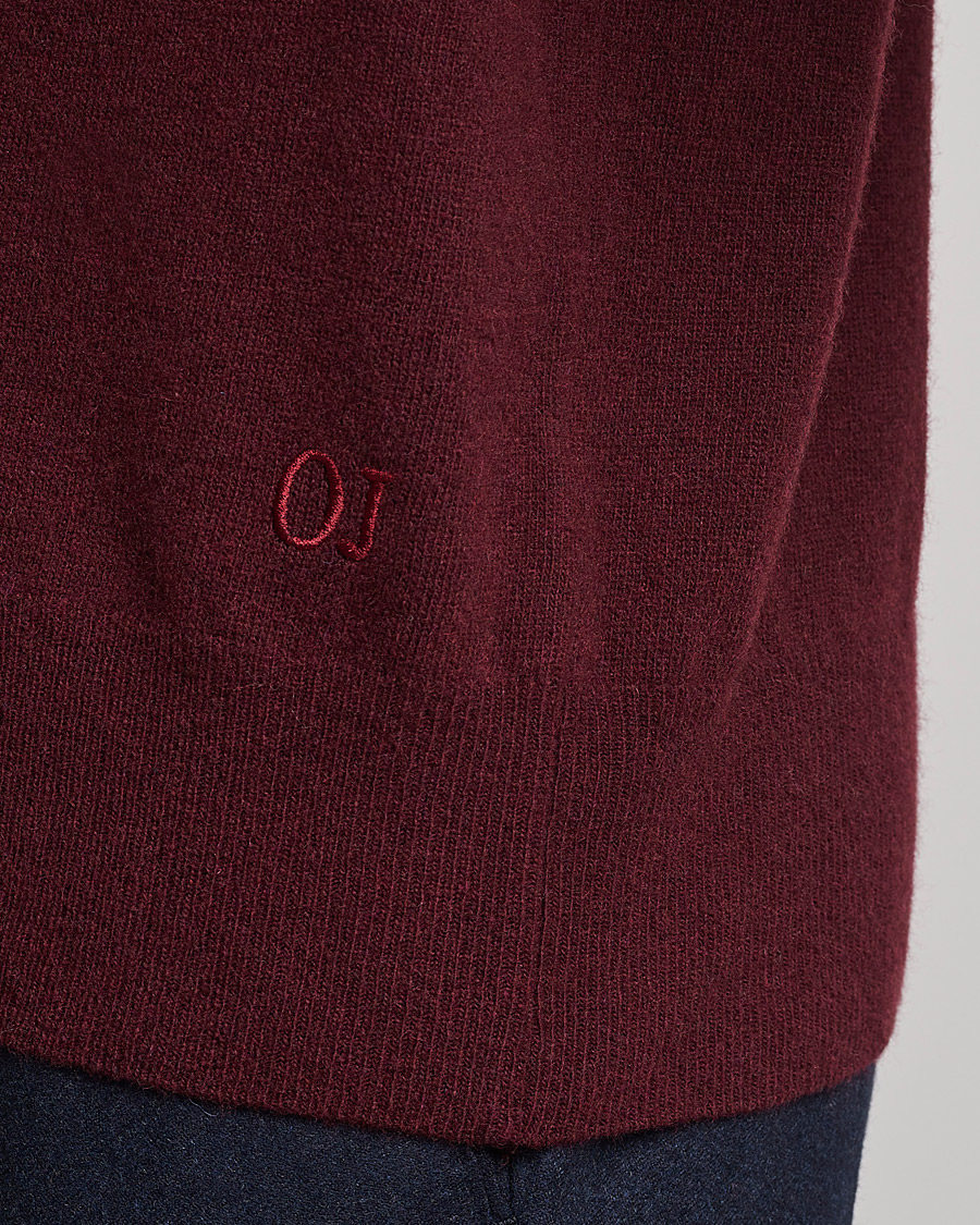 Homme | Pulls Et Tricots | Oscar Jacobson | Gustaf Lambswool Raglan Crew Neck Burgundy