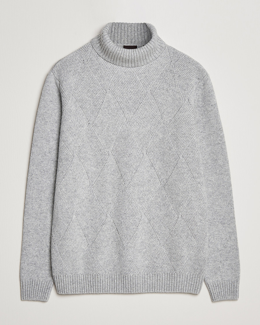 Homme | Pulls Et Tricots | Oscar Jacobson | Lyle Wool/Cashmere Structured Rollneck Light Grey