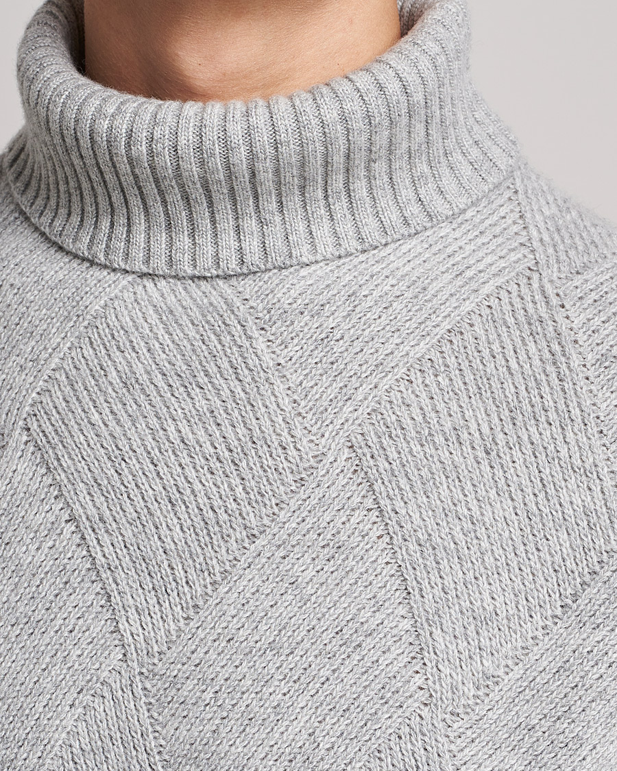 Homme | Pulls Et Tricots | Oscar Jacobson | Lyle Wool/Cashmere Structured Rollneck Light Grey