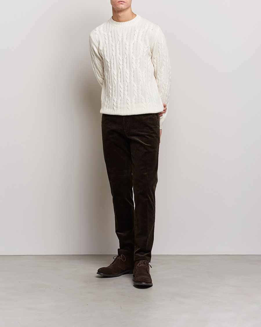 Homme | Pulls Et Tricots | Oscar Jacobson | Emmet Wool/Cashmere Structured Crew Neck Off White