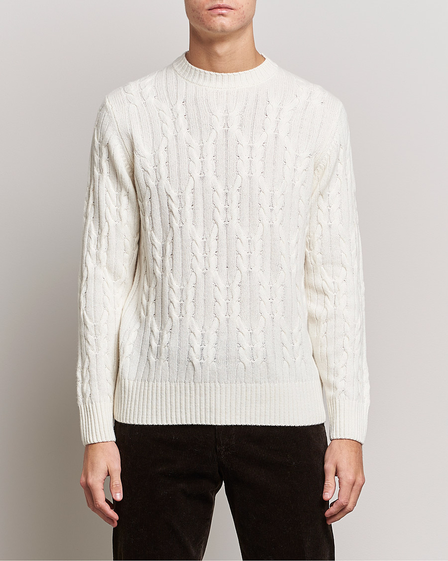 Homme | Pulls Et Tricots | Oscar Jacobson | Emmet Wool/Cashmere Structured Crew Neck Off White