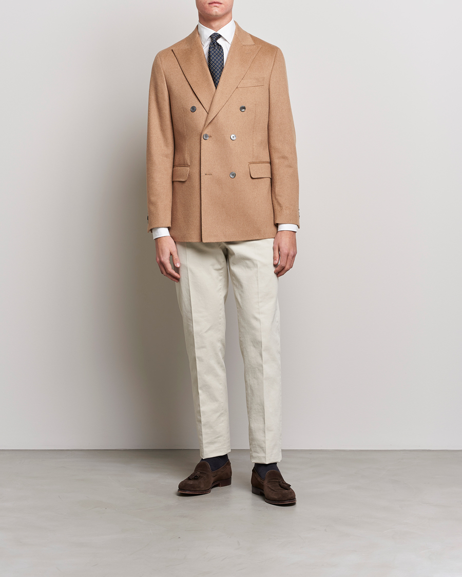 Homme | Blazers | Oscar Jacobson | Farries Baby Camelhair DB Blazer Light Camel