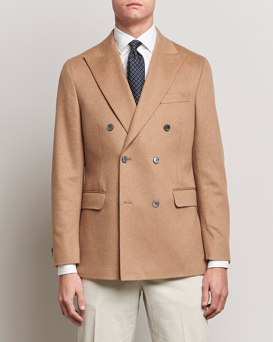 Homme | Blazers | Oscar Jacobson | Farries Baby Camelhair DB Blazer Light Camel