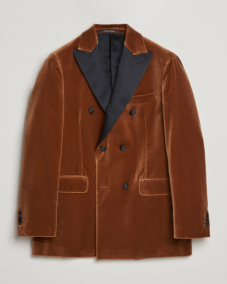 Homme | Blazers | Oscar Jacobson | Farris Tuxedo Velvet DB Blazer Brown