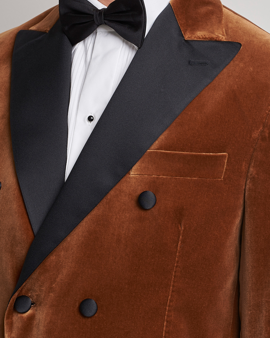 Homme | Blazers | Oscar Jacobson | Farris Tuxedo Velvet DB Blazer Brown