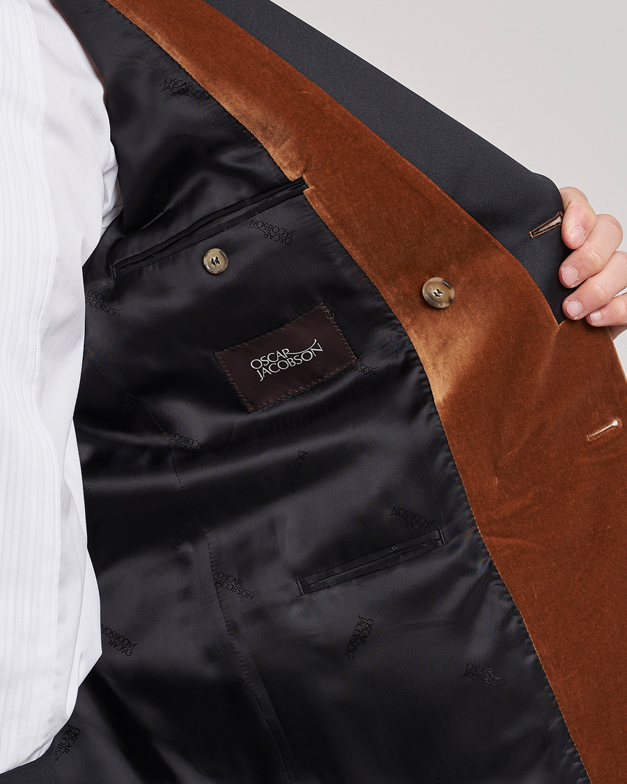 Homme | Blazers | Oscar Jacobson | Farris Tuxedo Velvet DB Blazer Brown