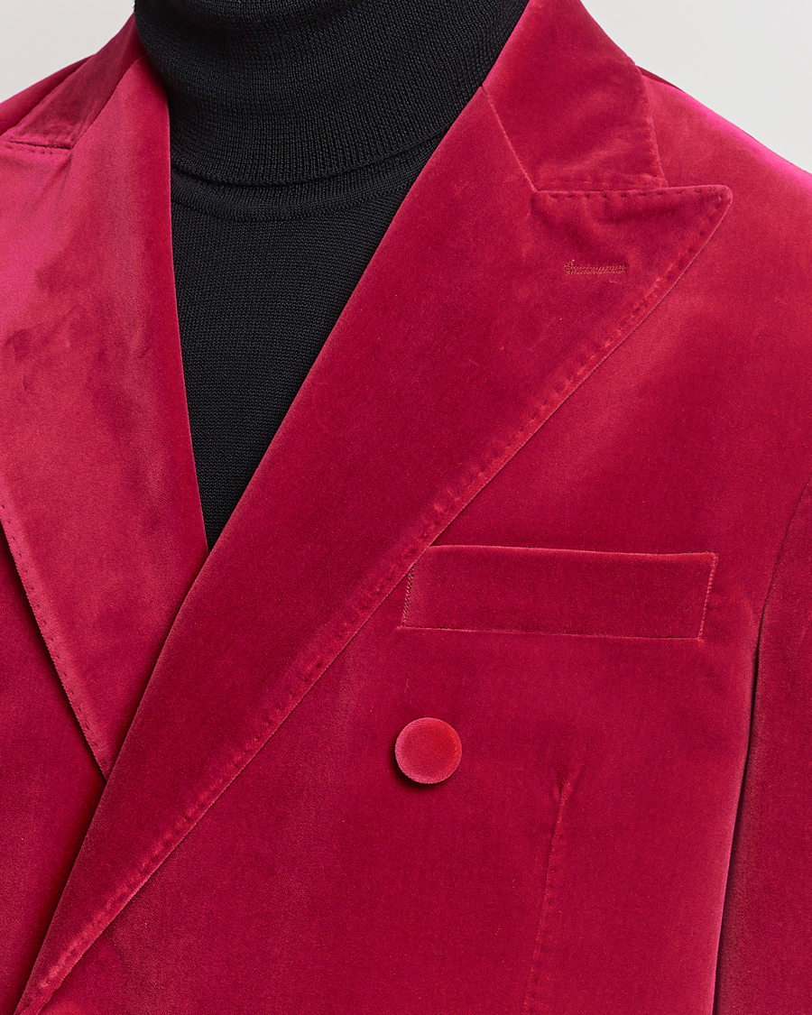 Homme | Blazers | Oscar Jacobson | Farris Double Breasted Velvet Blazer Pink Berries
