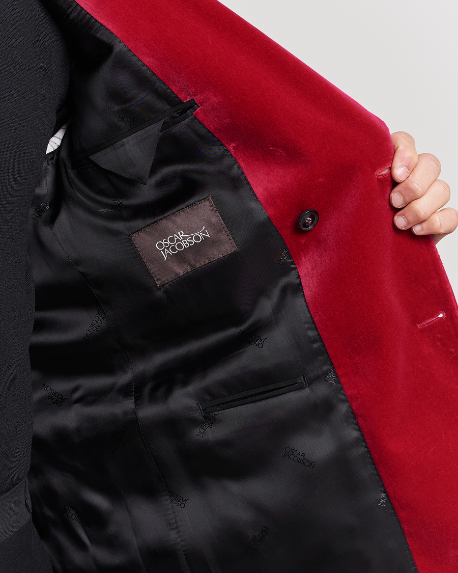 Homme | Blazers | Oscar Jacobson | Farris Double Breasted Velvet Blazer Pink Berries