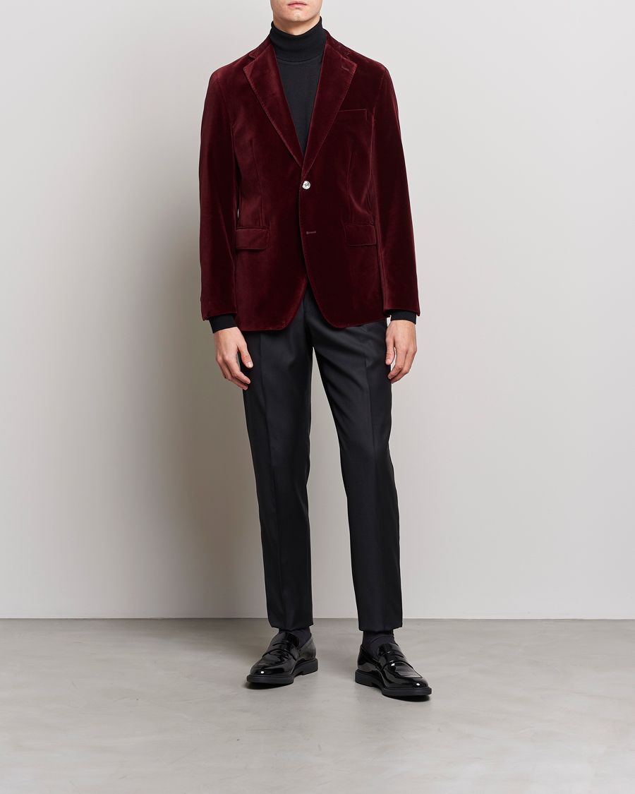 Homme | Blazers | Oscar Jacobson | Fogerty Velvet Blazer Wine