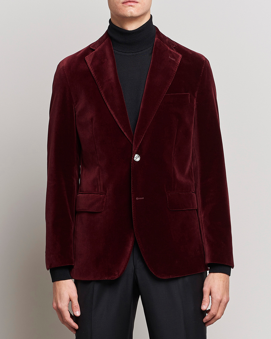Homme | Blazers | Oscar Jacobson | Fogerty Velvet Blazer Wine