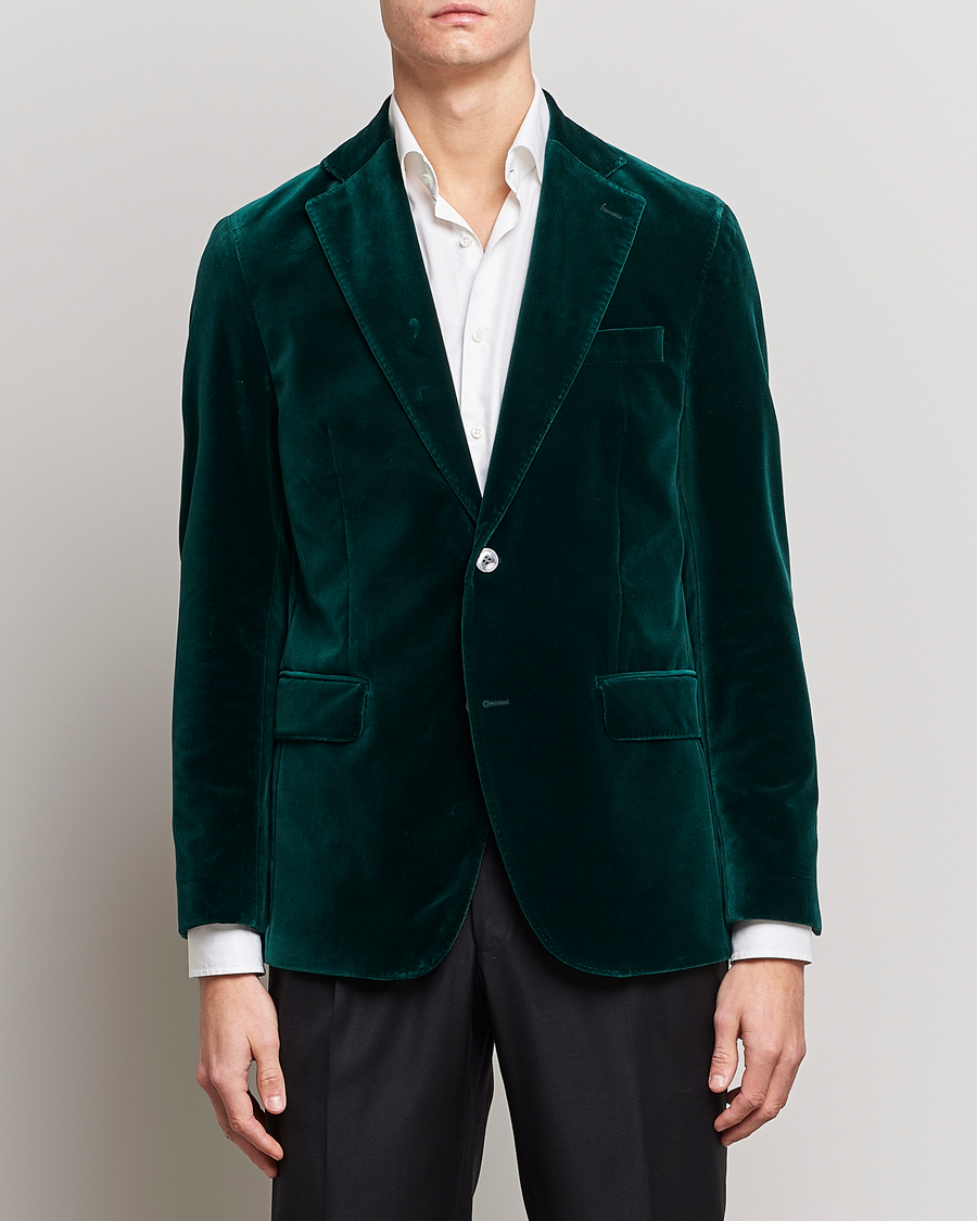 Homme | Blazers | Oscar Jacobson | Fogerty Velvet Blazer Green