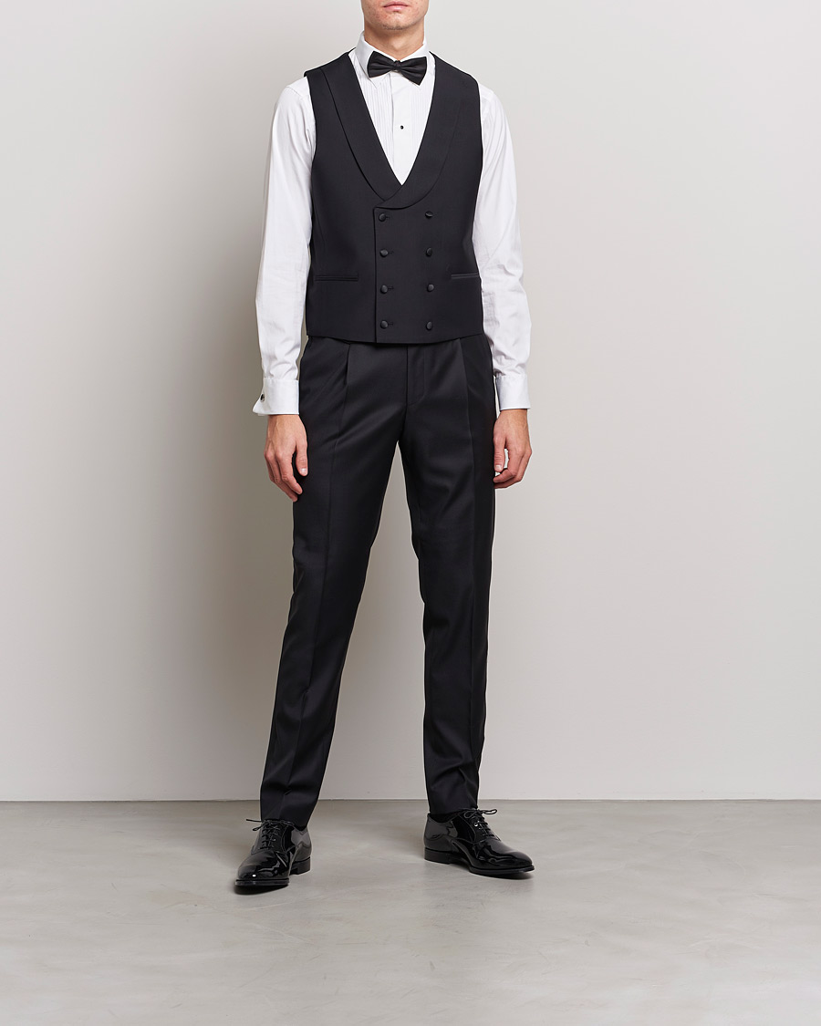 Homme | Blazers | Oscar Jacobson | Hale Wool Tuxedo Waistcoat Black