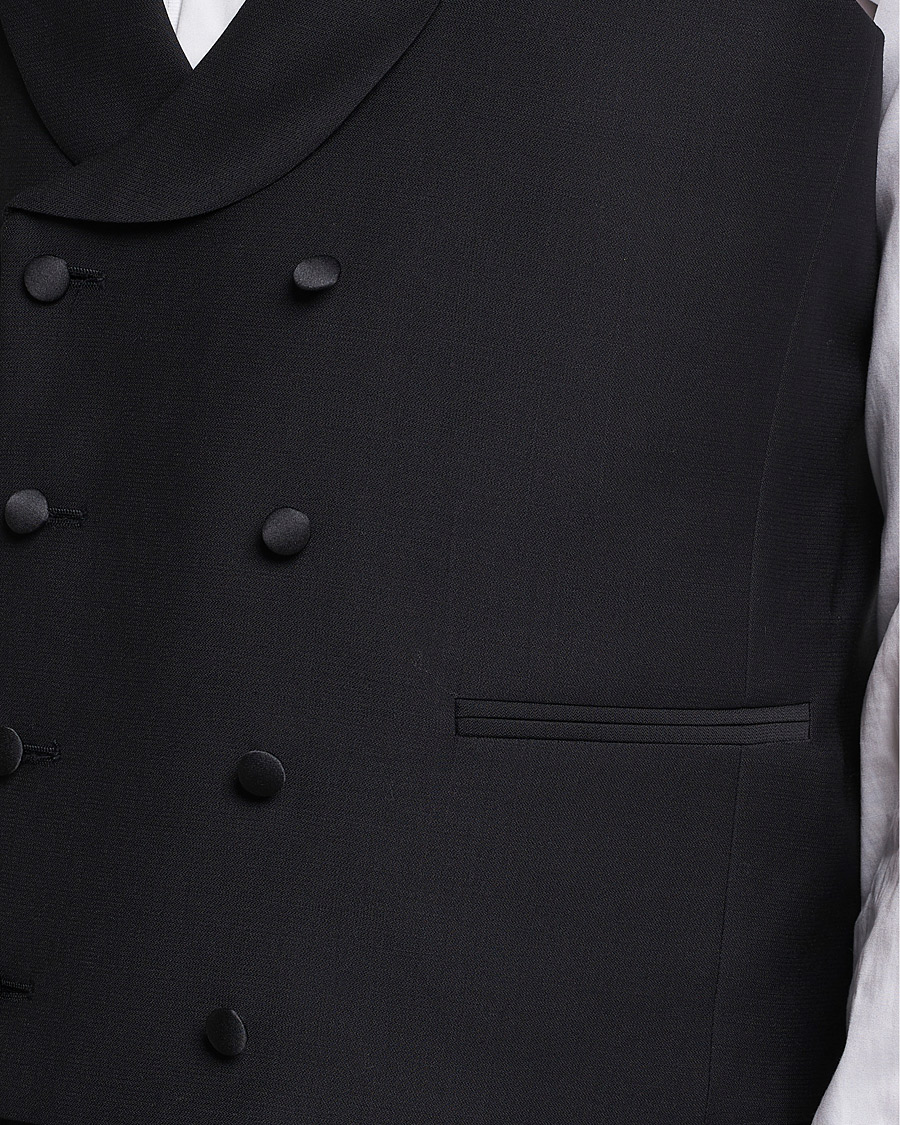 Homme | Blazers | Oscar Jacobson | Hale Wool Tuxedo Waistcoat Black