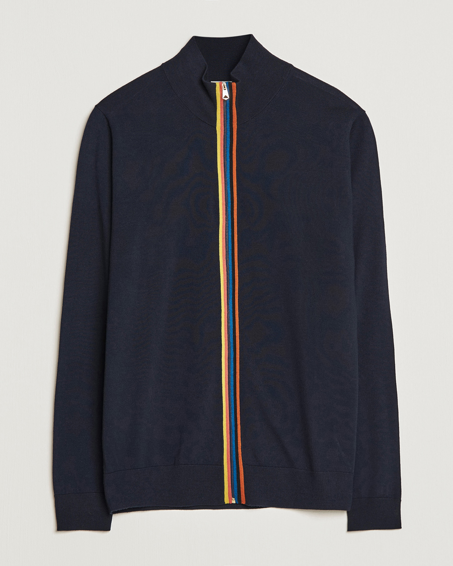 Homme | Pulls Et Tricots | Paul Smith | Full Zip Stripe Wool Cardigan Navy